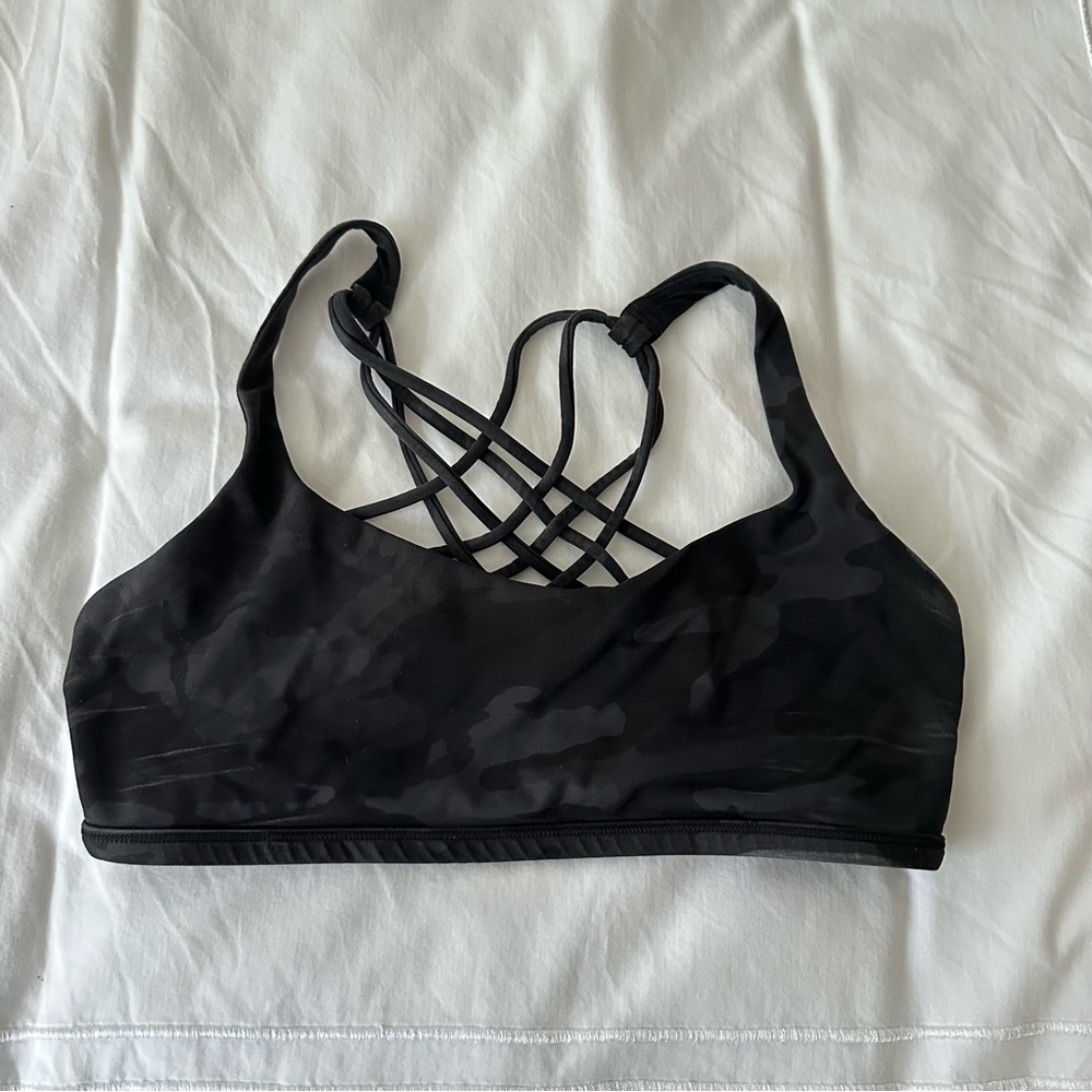 Lululemon Athletica Black Camo Strappy Sports Bra